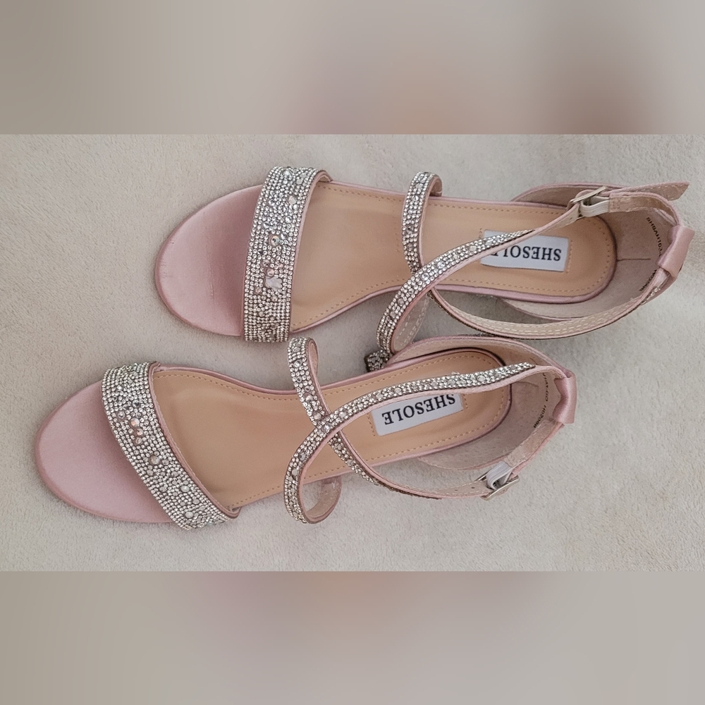 Women's Pink Rhinestone Sandals - Picture 3 of 6